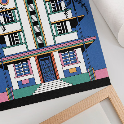 Poster rezistent pentru perete Art deco culori tropicale palmieri energie Miami