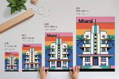 Poster rezistent pentru perete Art deco culori tropicale palmieri energie Miami