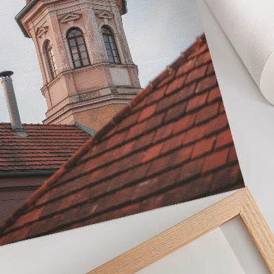 Poster rezistent pentru perete Turn rustic din cărămidă, țigle, cer albastru