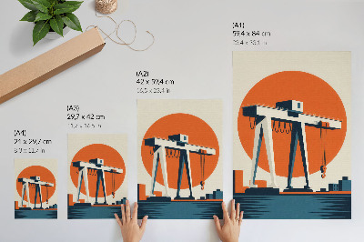Grafică modernă pe pânză Macara retro portocalie cerc industrial