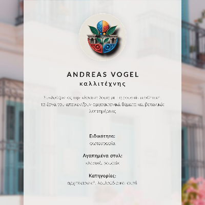 Poster rezistent pentru perete Fațadă simetrică cu obloane bleumarin și decorațiuni florale