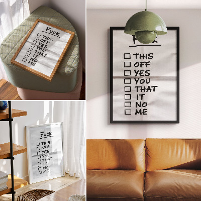 Poster rezistent pentru perete Text negru pe fundal alb cu o listă de opțiuni