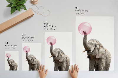 Poster în culori saturate Elefant cu o bulă de aer, modernitate, umor, blândețe