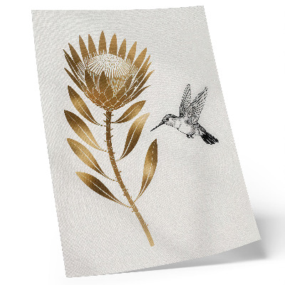 Grafică modernă pe pânză Un motiv de colibri și floare într-un ton modern