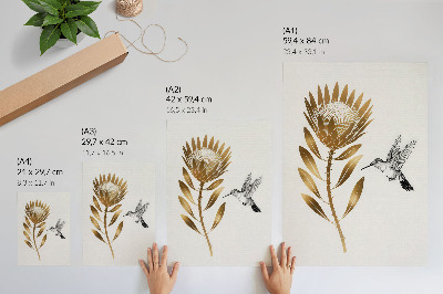 Grafică modernă pe pânză Un motiv de colibri și floare într-un ton modern
