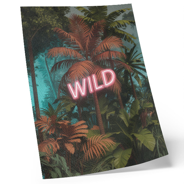 Grafică modernă pe pânză Frunze tropicale neon semn prospețime