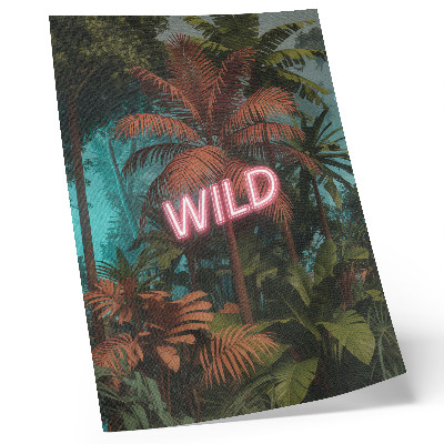 Grafică modernă pe pânză Frunze tropicale neon semn prospețime