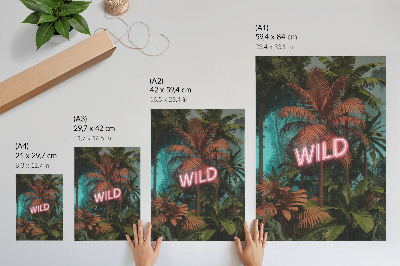 Grafică modernă pe pânză Frunze tropicale neon semn prospețime