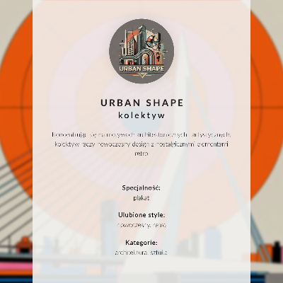 Poster în culori saturate Pod și oraș în modele geometrice