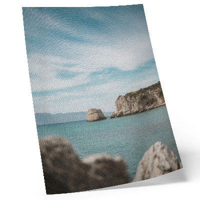 Grafică modernă pe pânză Stânci, mare, cer albastru