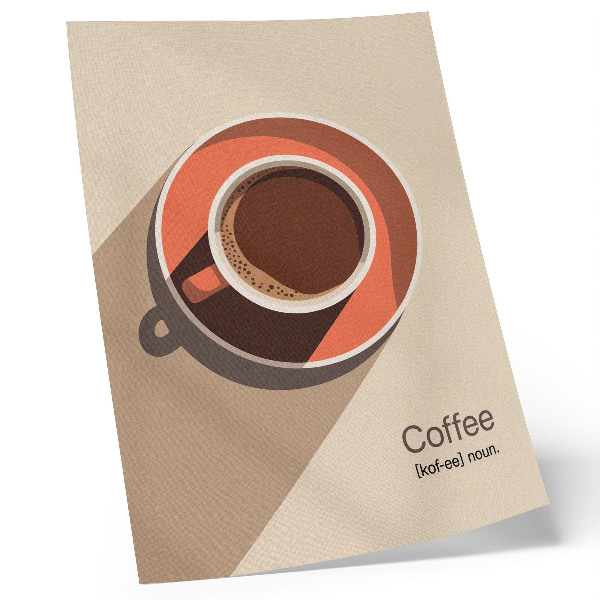 Grafică modernă pe pânză Ceașcă de cafea în culori calde, minimalistă