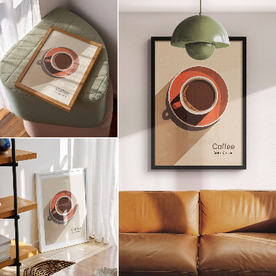 Grafică modernă pe pânză Ceașcă de cafea în culori calde, minimalistă