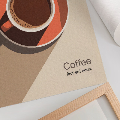 Grafică modernă pe pânză Ceașcă de cafea în culori calde, minimalistă