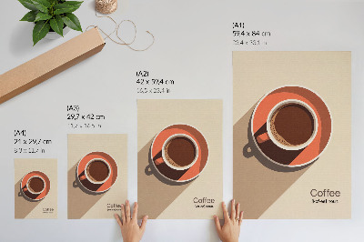 Grafică modernă pe pânză Ceașcă de cafea în culori calde, minimalistă