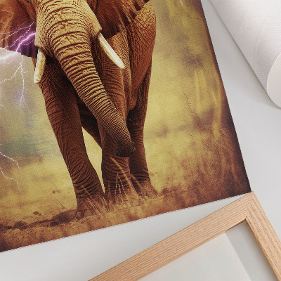 Grafică modernă pe pânză Elefant cu peisaje dinamice cu fulgere