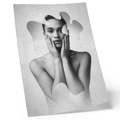 Poster rezistent pentru perete Portret alb-negru cu modele abstracte