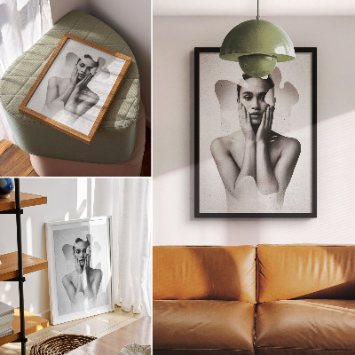 Poster rezistent pentru perete Portret alb-negru cu modele abstracte