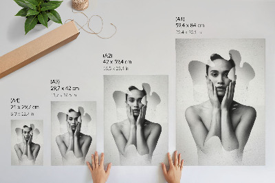 Poster rezistent pentru perete Portret alb-negru cu modele abstracte