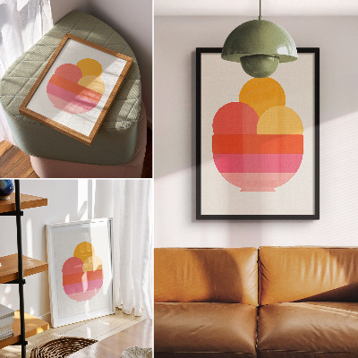 Poster rezistent pentru perete Cercuri vibrante într-un bol, stil minimalist