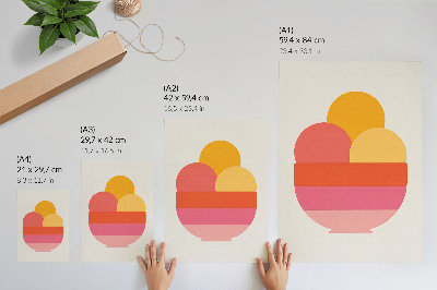 Poster rezistent pentru perete Cercuri vibrante într-un bol, stil minimalist
