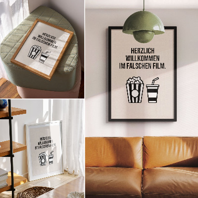 Grafică modernă pe pânză Iconografie text semnificativă cinema fundal bej