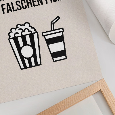 Grafică modernă pe pânză Iconografie text semnificativă cinema fundal bej