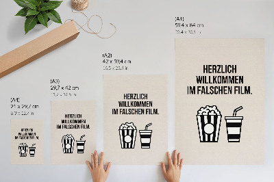 Grafică modernă pe pânză Iconografie text semnificativă cinema fundal bej