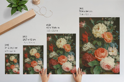 Poster rezistent pentru perete Flori colorate într-un stil clasic de pictură