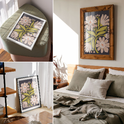 Grafică modernă pe pânză Motive florale retro fără bătăi de cap