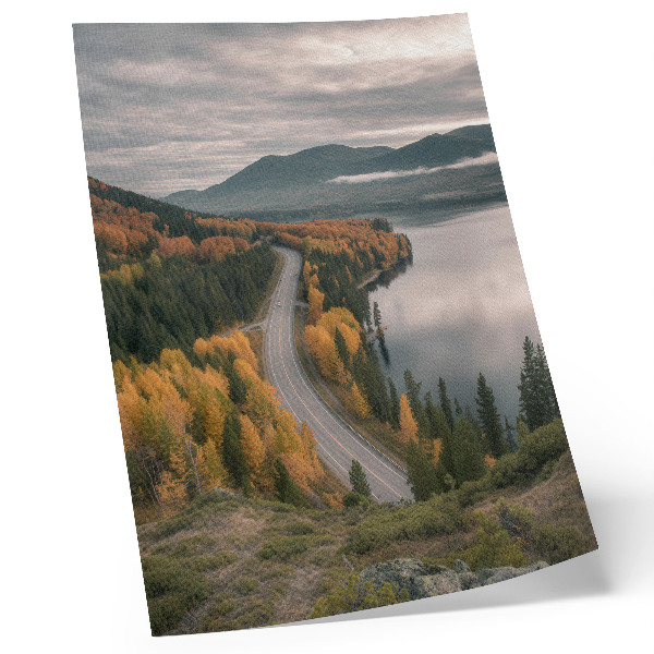 Grafică modernă pe pânză Un drum pitoresc printre copacii de lângă lac