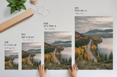 Grafică modernă pe pânză Un drum pitoresc printre copacii de lângă lac