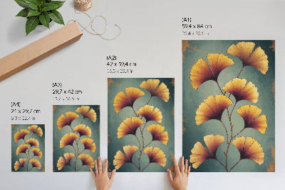 Poster rezistent pentru perete Frunze galbene turcoaz fundal modern atmosferă