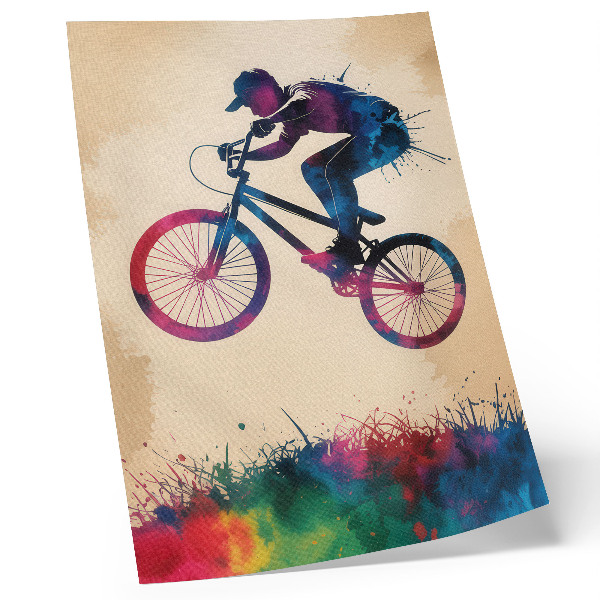 Poster în culori saturate Culori dinamice ciclist acțiune modernă