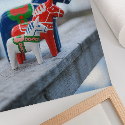 Poster în culori saturate Figurine colorate de cai, în stil scandinav
