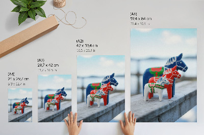 Poster în culori saturate Figurine colorate de cai, în stil scandinav