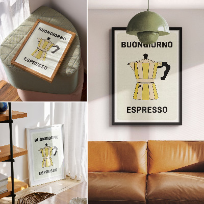 Grafică modernă pe pânză Inscripție atractivă pentru fundal deschis de cafenea
