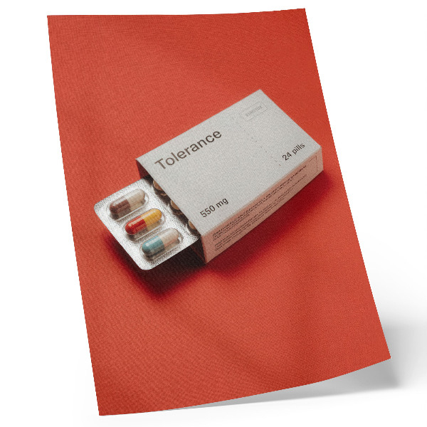 Poster rezistent pentru perete Ambalaj minimalist pentru capsule cu fundal colorat.