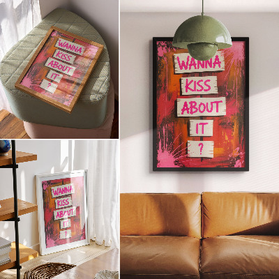 Poster în culori saturate Fundal colorat cu litere roz