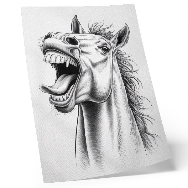 Poster rezistent pentru perete O ilustrație alb-negru a unui cal plin de energie