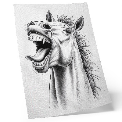 Poster rezistent pentru perete O ilustrație alb-negru a unui cal plin de energie