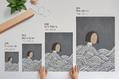 Poster rezistent pentru perete Figură în valuri abstracte gri