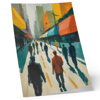 Grafică modernă pe pânză Un grup de oameni pe o stradă colorată a orașului