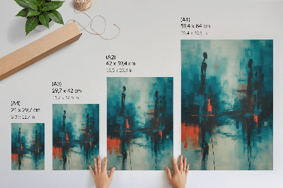 Poster rezistent pentru perete Abstracție, turcoaz, contraste dinamice