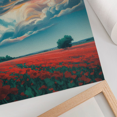 Poster în culori saturate O pajiște colorată de maci sub un cer arzător