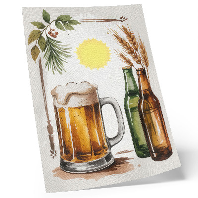 Poster rezistent pentru perete O cană de bere cu sticle, frunze și soare