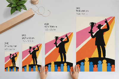 Poster rezistent pentru perete Siluetă de trofeu, culori strălucitoare, dinamică