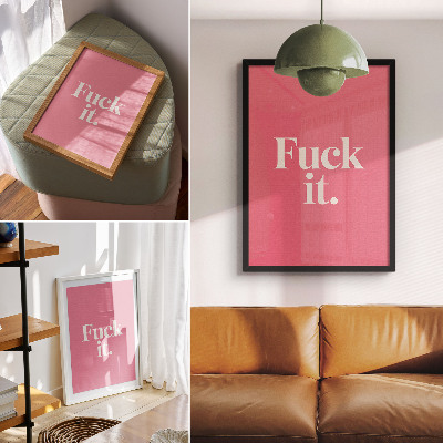 Poster în culori saturate Fundal roz cu litere albe în stil modern