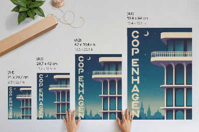 Poster în culori saturate Arhitectură modernă a orașului de seară