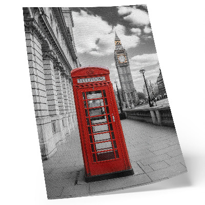 Poster în culori saturate Cabină telefonică roșie, icoană oraș, contrast