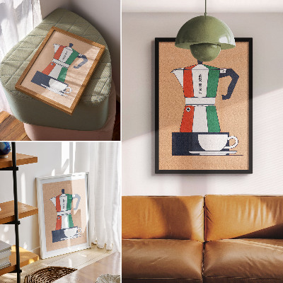 Grafică modernă pe pânză Cafenea colorată, culori italiene, atmosferă modernă